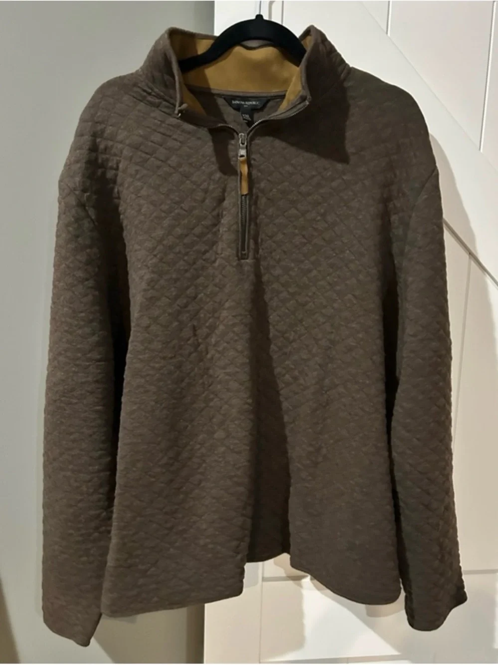 Banana Republic Men's Quilted Half-Zip Sweater - Brown